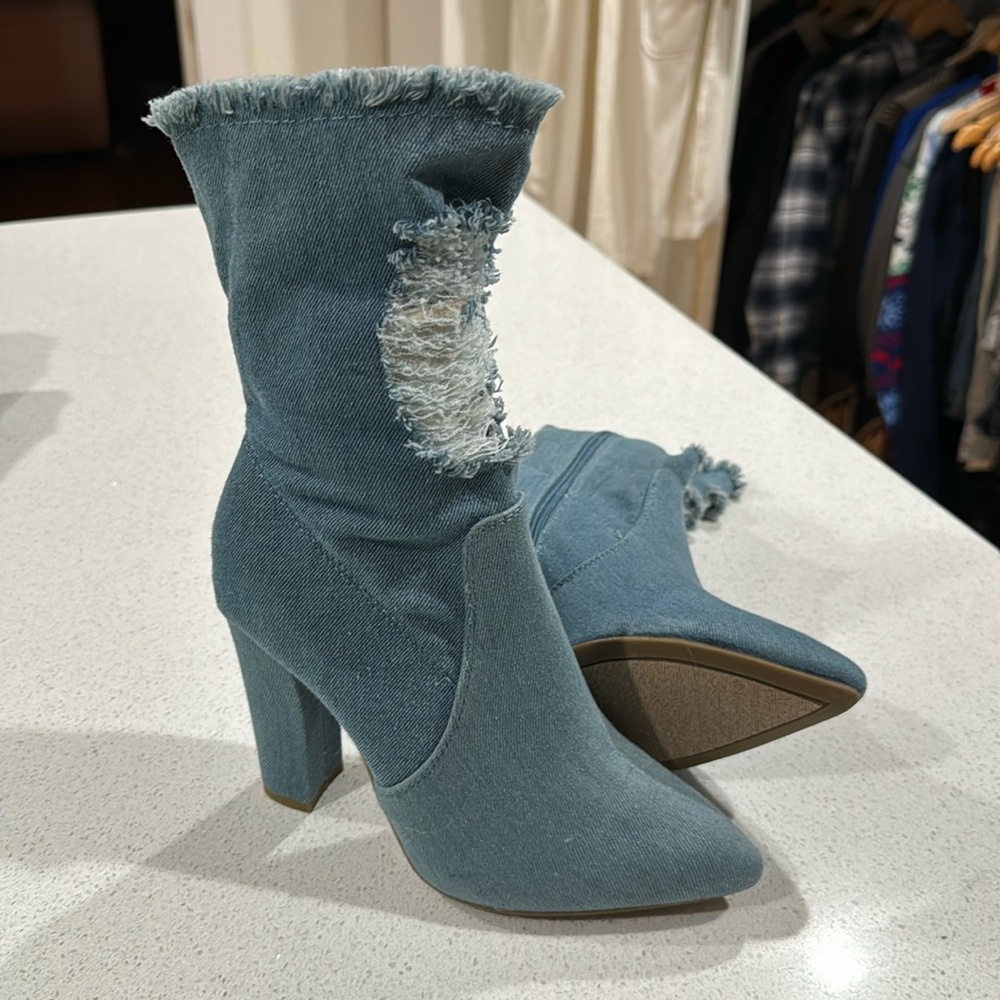 Denim ankle boots